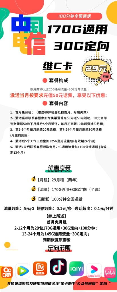 图片[1]-1707|电信维C卡29月租200G流量100通话怎么样？-号卡网