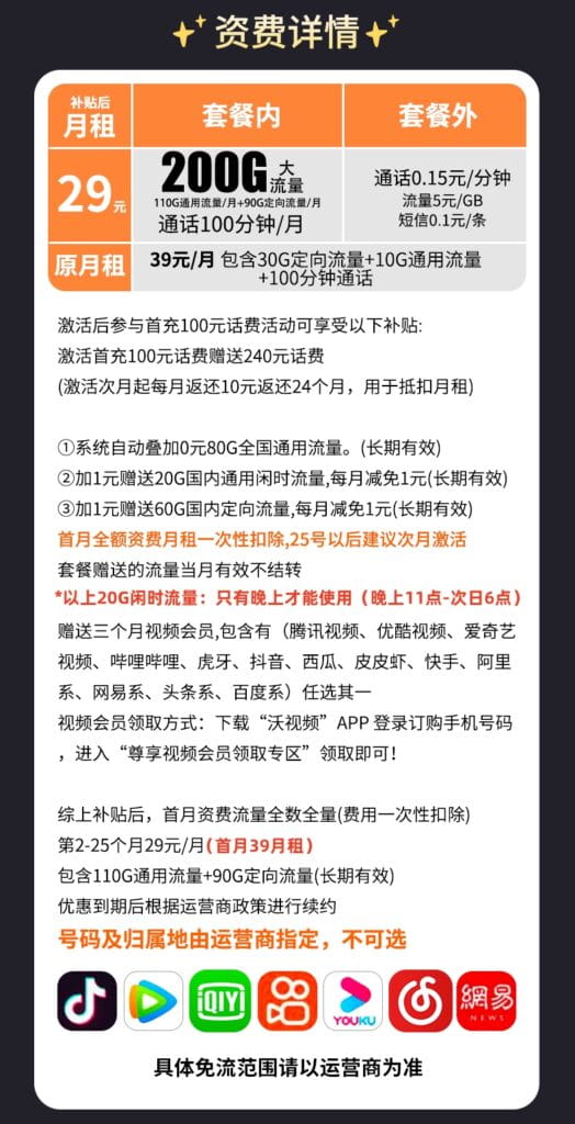 图片[1]-H0125|联通风韵卡29元200G流量100分钟怎么样？-号卡网