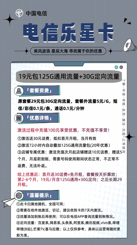 图片[1]-0220电信乐星卡19元155G流量怎么样？-号卡网
