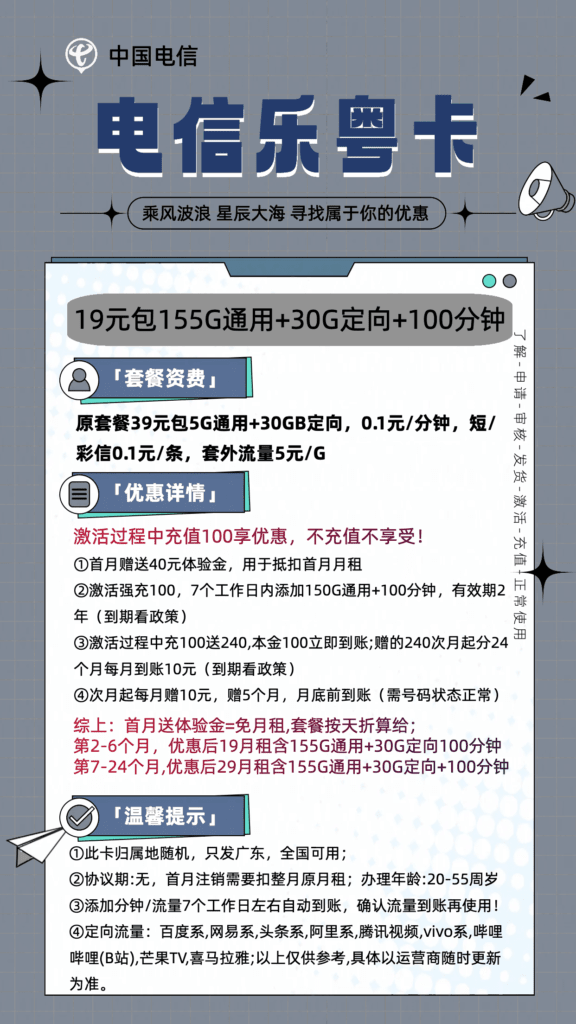 图片[1]-0258电信乐粤卡19元185G流量100分钟怎么样？-号卡网